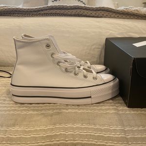 Converse White Leather Chuck Taylor All Star Lift High Sneakers